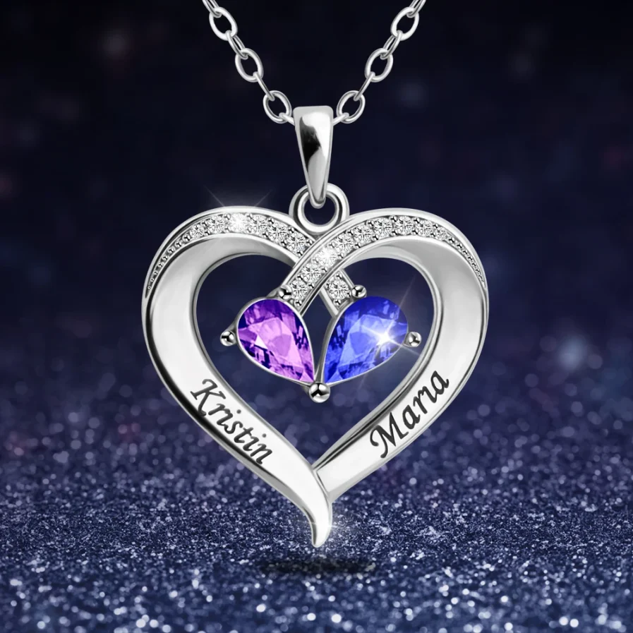 Collana con ciondolo a cuore personalizzabile con pietre preziose - immagine 4