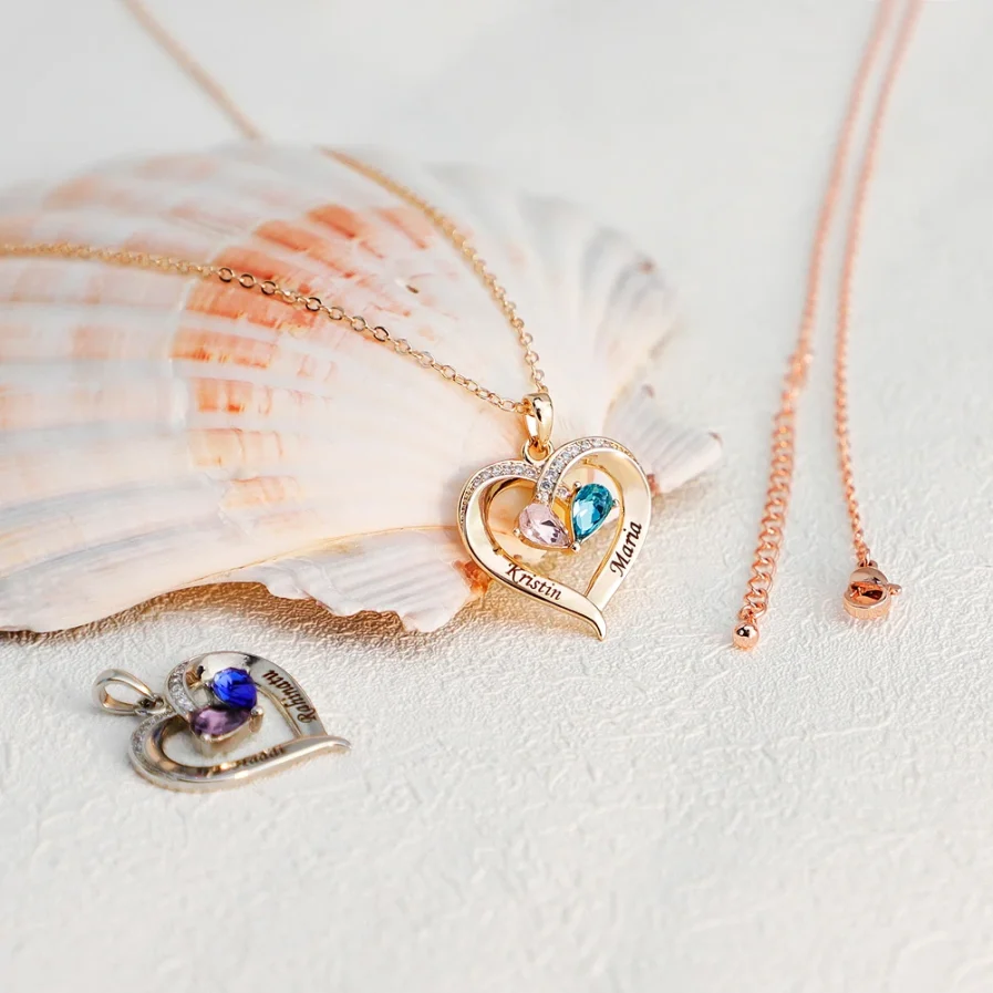 Collana con ciondolo a cuore personalizzabile con pietre preziose - immagine 5