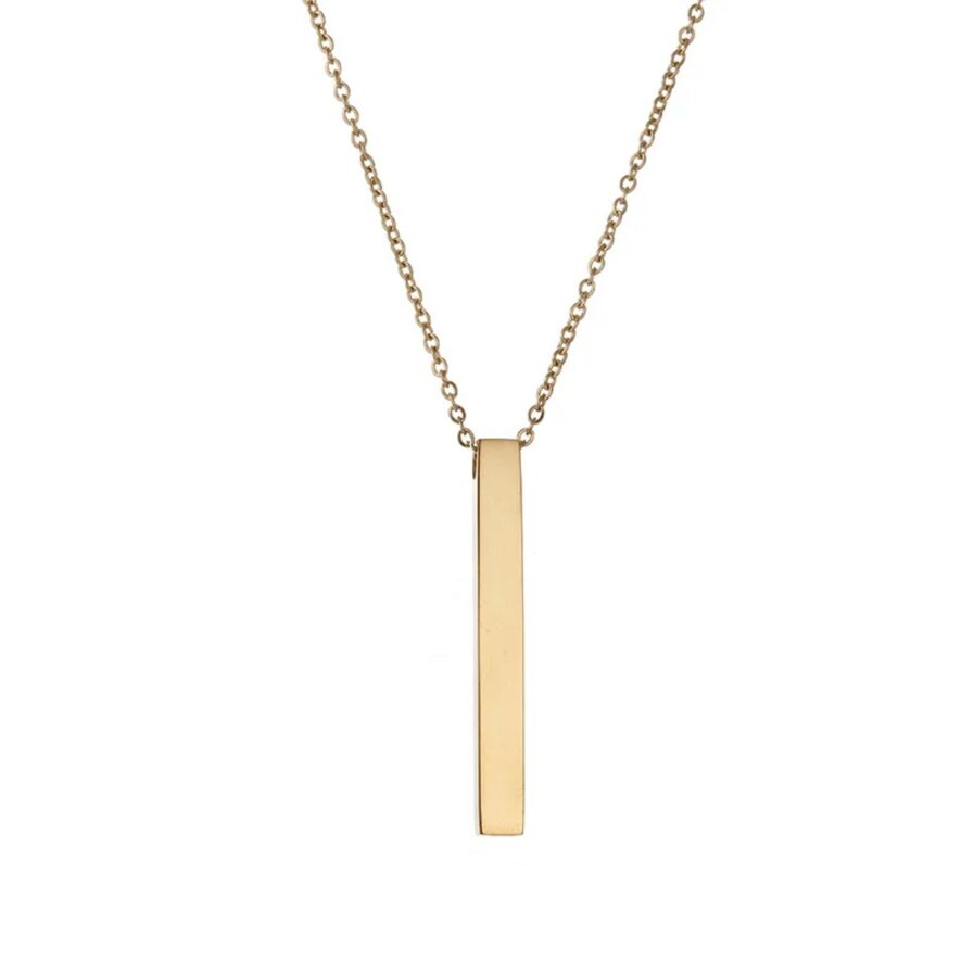 Collana con ciondolo a barra personalizzabile sui quattro lati.